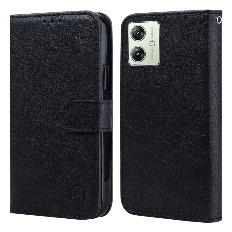 

For Motorola Moto G54 Skin Feeling Oil Leather Texture PU + TPU Phone Case(Black)