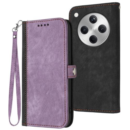

For OPPO Find X8 Side Buckle Double Fold Hand Strap Leather Phone Case(Purple)