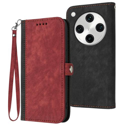 

For OPPO Find X8 Pro Side Buckle Double Fold Hand Strap Leather Phone Case(Red)
