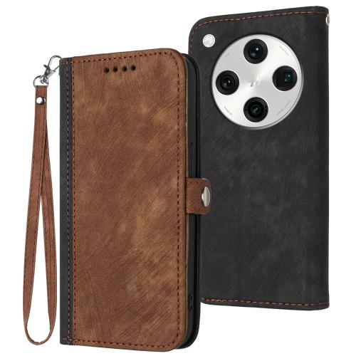 

For OPPO Find X8 Pro Side Buckle Double Fold Hand Strap Leather Phone Case(Brown)