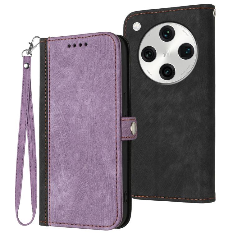 

For OPPO Find X8 Pro Side Buckle Double Fold Hand Strap Leather Phone Case(Purple)