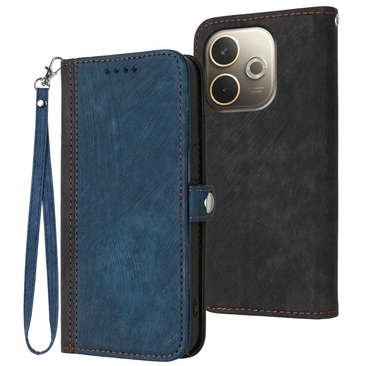 

For OPPO A5 Pro 5G Side Buckle Double Fold Hand Strap Leather Phone Case(Royal)