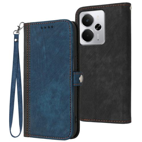 

For Realme 14 / P3 5G Global Side Buckle Double Fold Hand Strap Leather Phone Case(Royal Blue)