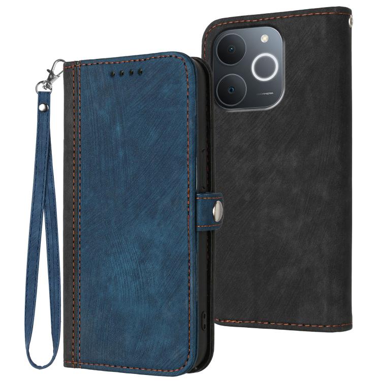 

For Realme C71 India Side Buckle Double Fold Hand Strap Leather Phone Case(Royal Blue)