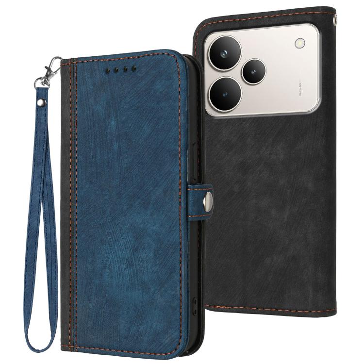 

For Realme P4 Pro 5G Side Buckle Double Fold Hand Strap Leather Phone Case(Royal Blue)