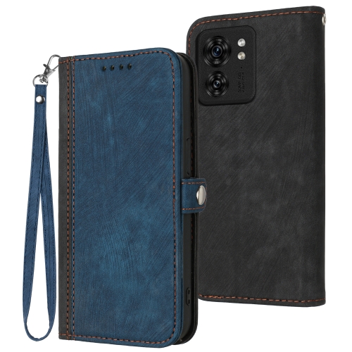 

For Motorola Edge 40 Side Buckle Double Fold Hand Strap Leather Phone Case(Royal Blue)