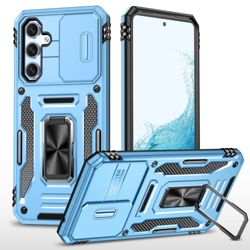 

For Samsung Galaxy A54 Armor PC + TPU Camera Shield Phone Case(Light Blue)