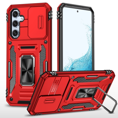 

For Samsung Galaxy S23 FE 5G Armor PC + TPU Camera Shield Phone Case(Red)