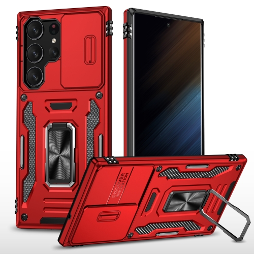 

For Samsung Galaxy S23 Ultra 5G Armor PC + TPU Camera Shield Phone Case(Red)