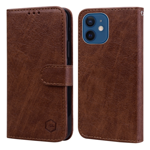 for iphone 15 plus butterfly flower pattern flip leather phone case brown For iPhone 13 mini Skin Feeling Oil Leather Texture PU + TPU Phone Case(Brown)