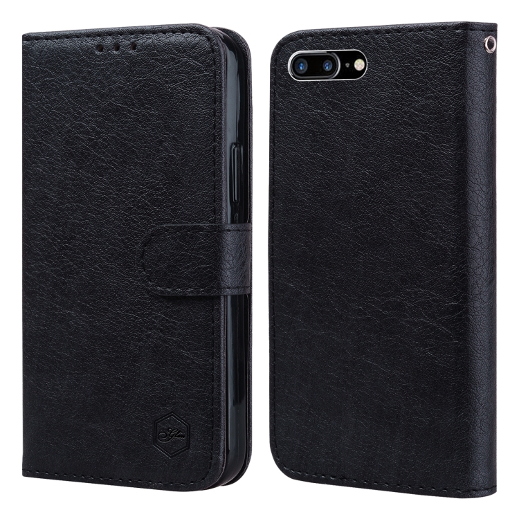 

For iPhone 6 Plus / 7 Plus / 8 Plus Skin Feeling Oil Leather Texture PU + TPU Phone Case(Black)