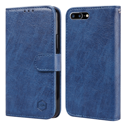 

For iPhone 6 Plus / 7 Plus / 8 Plus Skin Feeling Oil Leather Texture PU + TPU Phone Case(Dark Blue)