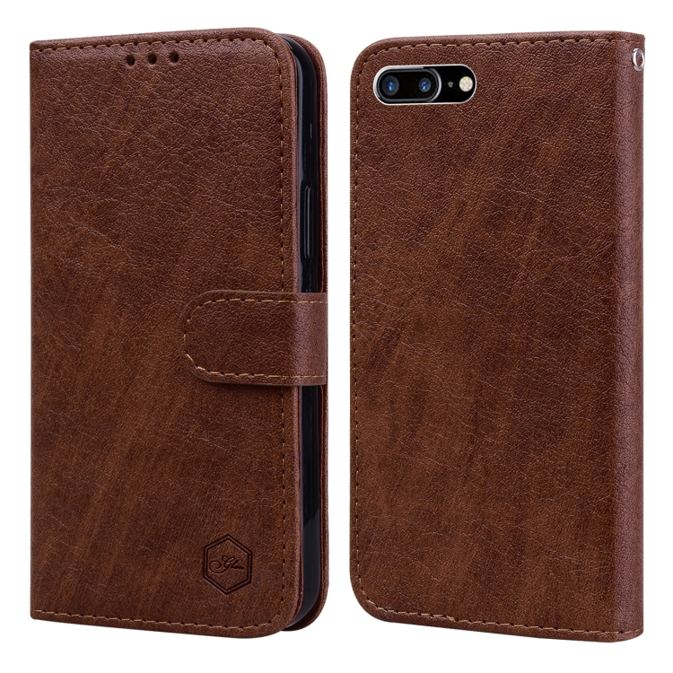 

For iPhone 6 Plus / 7 Plus / 8 Plus Skin Feeling Oil Leather Texture PU + TPU Phone Case(Brown)
