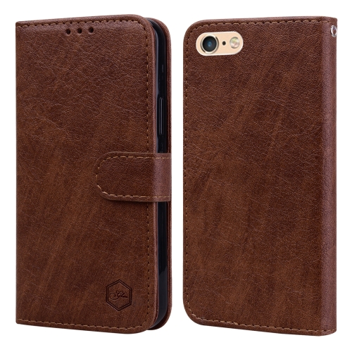 For iPhone 6 / 7 / 8 / SE 2022 Skin Feeling Oil Leather Texture PU + TPU Phone Case(Brown) for iphone 15 pro lambskin texture pure color flip leather phone case brown