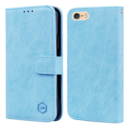 For iPhone 6 / 7 / 8 / SE 2022 Skin Feeling Oil Leather Texture PU + TPU Phone Case(Light Blue) чехол iphone 7 8 se 2020 se 2022 флип боковой кожзам 3 синий