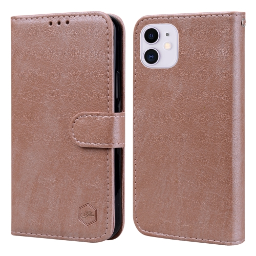 For iPhone 11 Skin Feeling Oil Leather Texture PU + TPU Phone Case(Champagne) for iphone 11 pro max electroplated leather texture pu pc phone case grey
