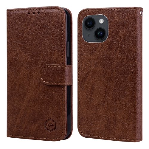 

For iPhone 13 Skin Feeling Oil Leather Texture PU + TPU Phone Case(Brown)