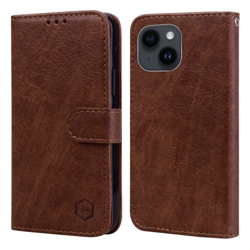 

For iPhone 15 Skin Feeling Oil Leather Texture PU + TPU Phone Case(Brown)