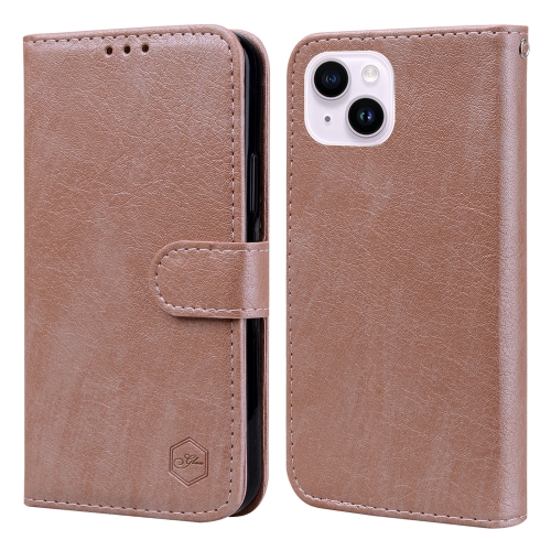 

For iPhone 15 Plus Skin Feeling Oil Leather Texture PU + TPU Phone Case(Champagne)