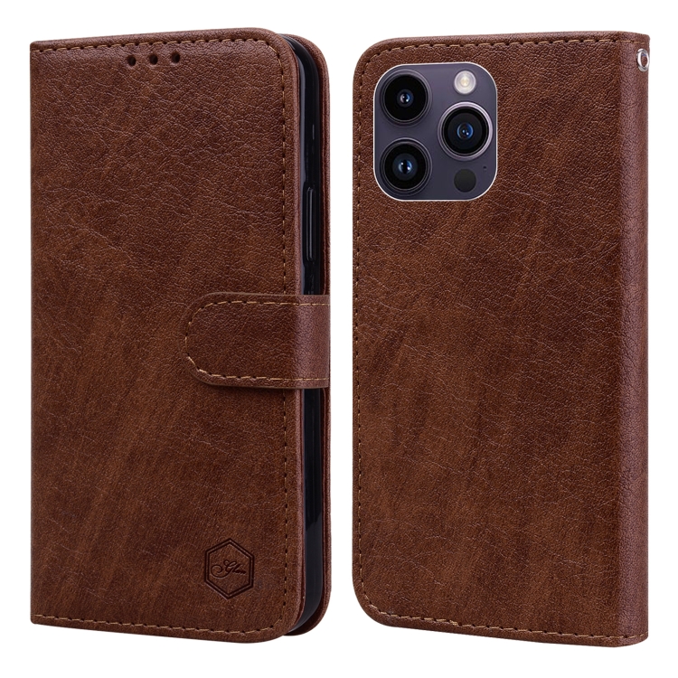 

For iPhone 15 Pro Max Skin Feeling Oil Leather Texture PU + TPU Phone Case(Brown)