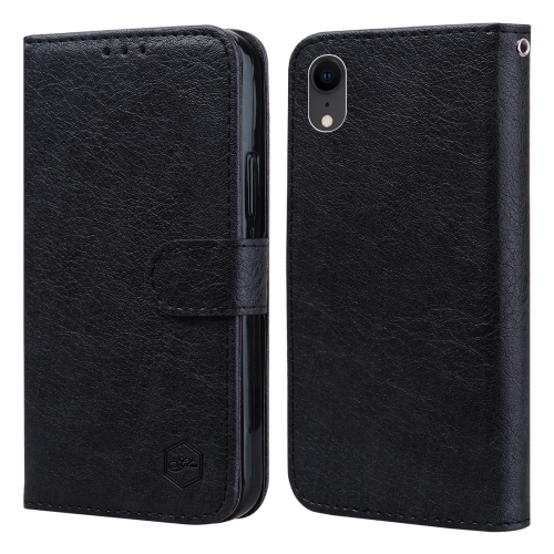 

For iPhone XR Skin Feeling Oil Leather Texture PU + TPU Phone Case(Black)