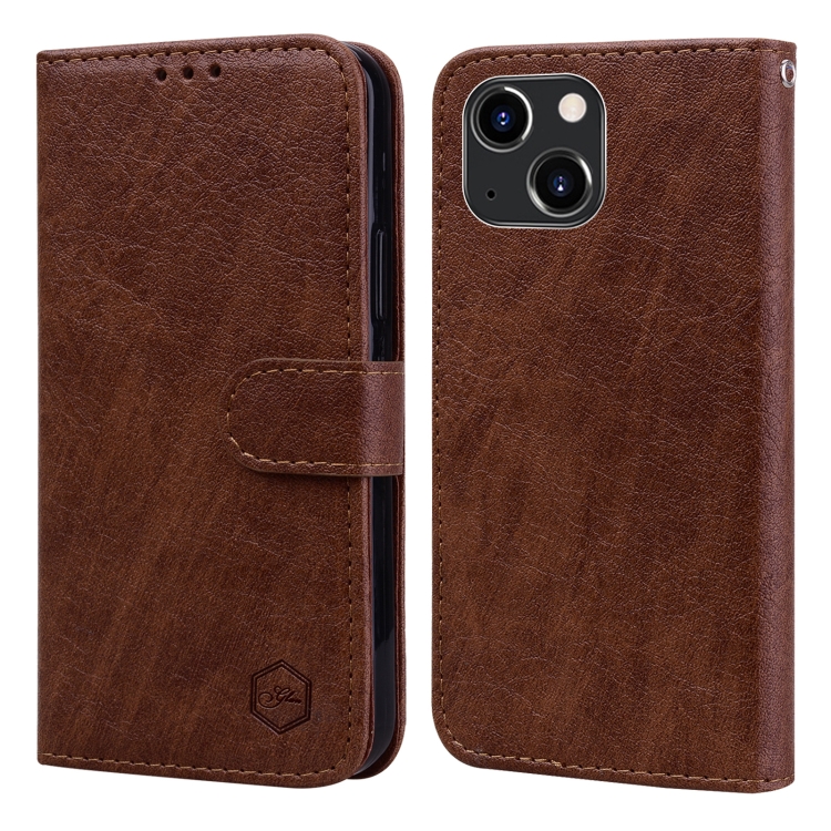 

For iPhone 14 Plus Skin Feeling Oil Leather Texture PU + TPU Phone Case(Brown)