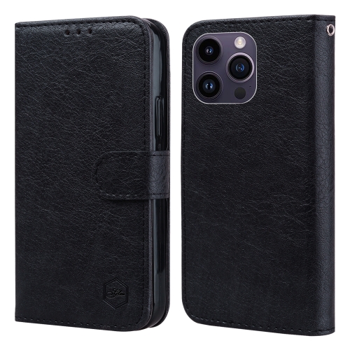 

For iPhone 14 Pro Max Skin Feeling Oil Leather Texture PU + TPU Phone Case(Black)