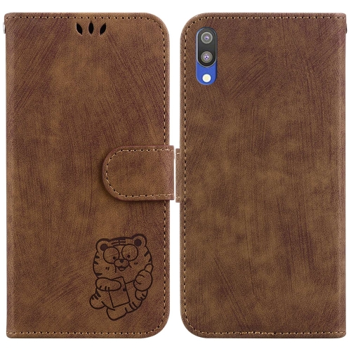 

For Samsung Galaxy A10 / M10 Little Tiger Embossed Leather Phone Case(Brown)