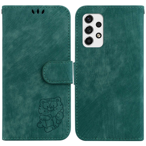 

For Samsung Galaxy A33 5G Little Tiger Embossed Leather Phone Case(Green)