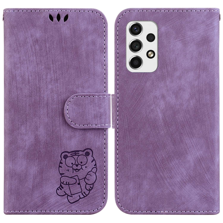 

For Samsung Galaxy A53 5G Little Tiger Embossed Leather Phone Case(Purple)