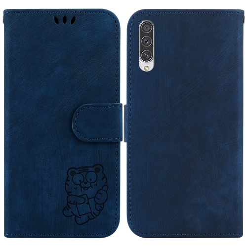 

For Samsung Galaxy A70 / A70s Little Tiger Embossed Leather Phone Case(Dark Blue)