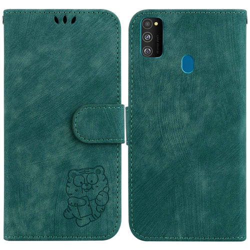 

For Samsung Galaxy M30s / M21 Little Tiger Embossed Leather Phone Case(Green)