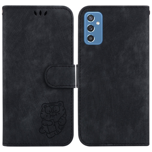 

For Samsung Galaxy M52 5G Little Tiger Embossed Leather Phone Case(Black)