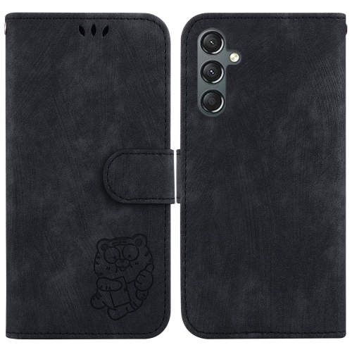 

For Samsung Galaxy A25 5G Little Tiger Embossed Leather Phone Case(Black)