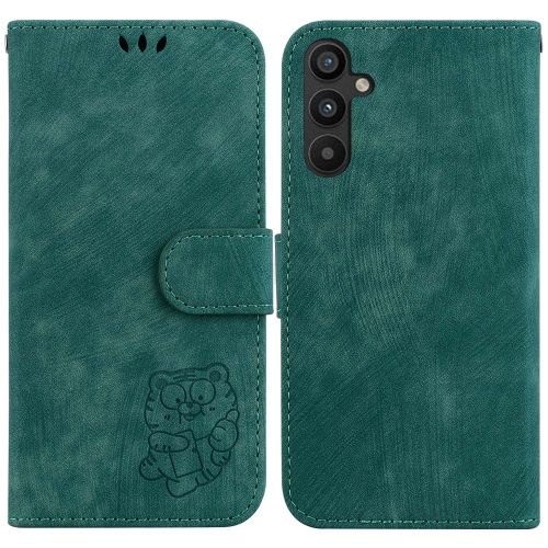 

For Samsung Galaxy A34 5G Little Tiger Embossed Leather Phone Case(Green)