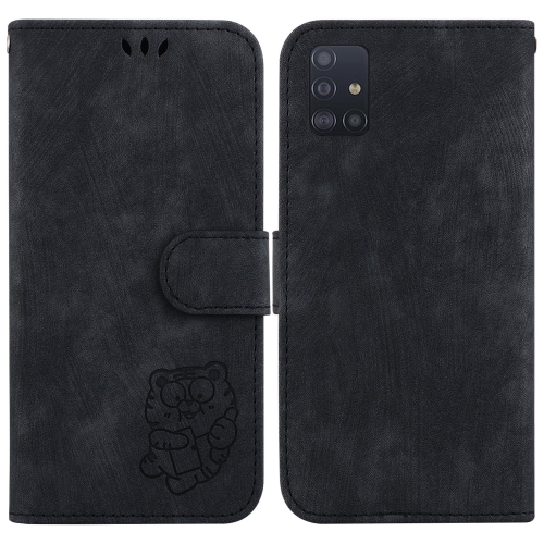 

For Samsung Galaxy A51 5G Little Tiger Embossed Leather Phone Case(Black)