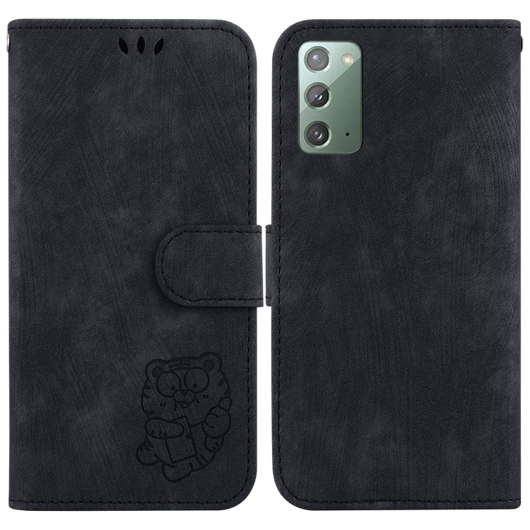 

For Samsung Galaxy Note20 Little Tiger Embossed Leather Phone Case(Black)