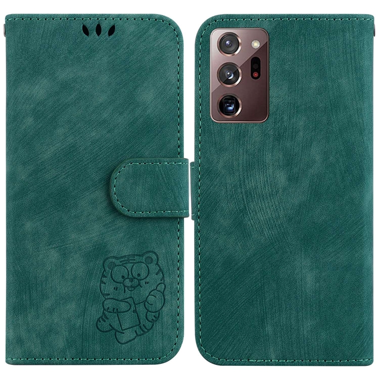 

For Samsung Galaxy Note20 Ultra Little Tiger Embossed Leather Phone Case(Green)