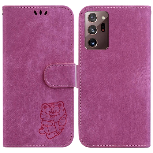 

For Samsung Galaxy Note20 Ultra Little Tiger Embossed Leather Phone Case(Rose Red)