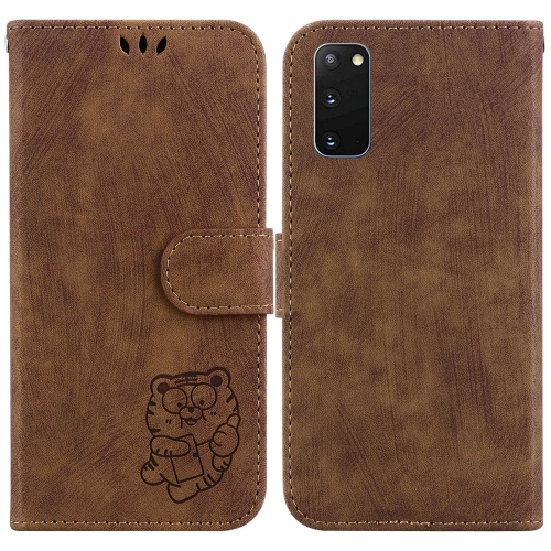 

For Samsung Galaxy S20 Little Tiger Embossed Leather Phone Case(Brown)