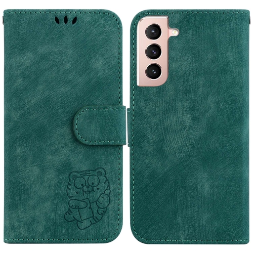 

For Samsung Galaxy S21+ 5G Little Tiger Embossed Leather Phone Case(Green)
