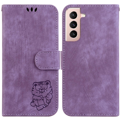 

For Samsung Galaxy S22+ 5G Little Tiger Embossed Leather Phone Case(Purple)