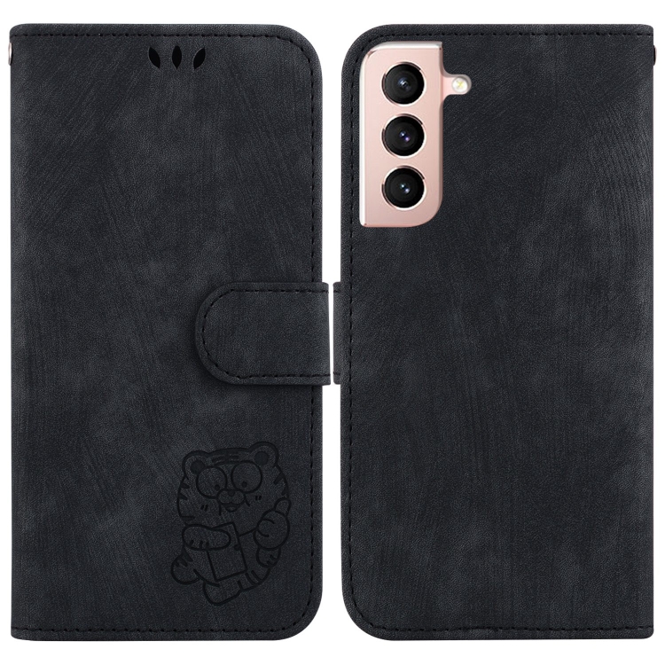 

For Samsung Galaxy S22+ 5G Little Tiger Embossed Leather Phone Case(Black)