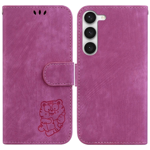

For Samsung Galaxy S23+ 5G Little Tiger Embossed Leather Phone Case(Rose Red)