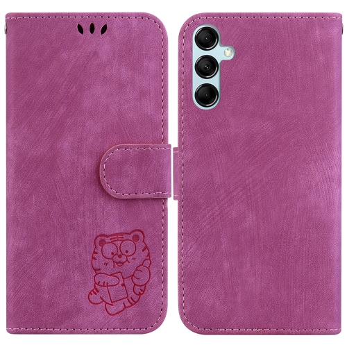 

For Samsung Galaxy M34 5G/F34 5G Little Tiger Embossed Leather Phone Case(Rose Red)