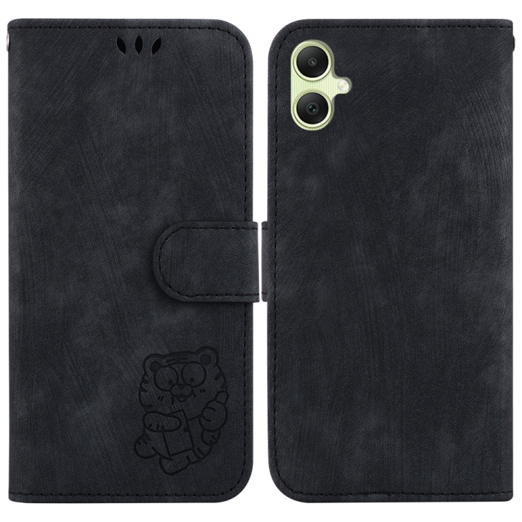 

For Samsung Galaxy A05 Little Tiger Embossed Leather Phone Case(Black)