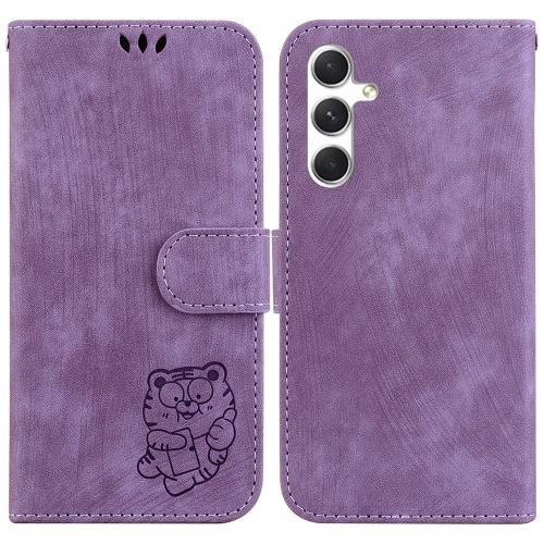 

For Samsung Galaxy S24+ 5G Little Tiger Embossed Leather Phone Case(Purple)