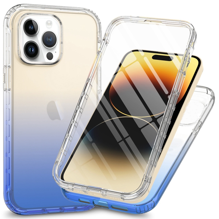 

For iPhone 15 Pro Full Body Shockproof Clear Gradient Phone Case(Blue)