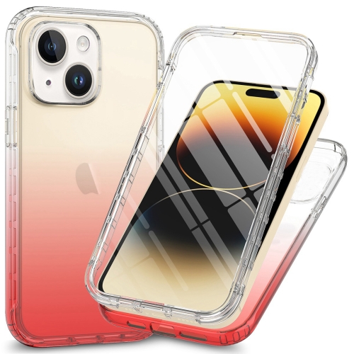 

For iPhone 15 Plus Full Body Shockproof Clear Gradient Phone Case(Red)