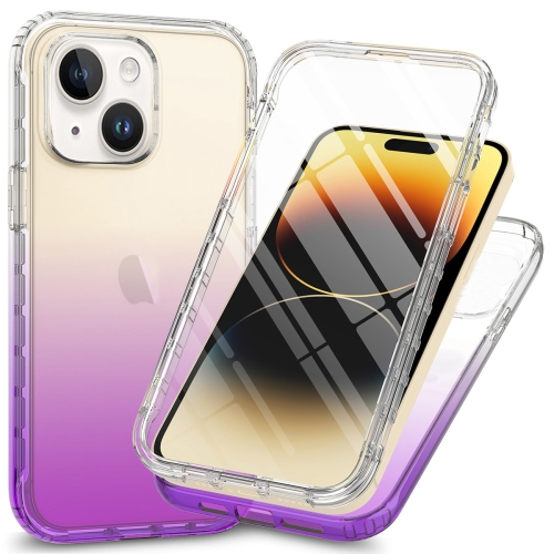 

For iPhone 15 Full Body Shockproof Clear Gradient Phone Case(Purple)